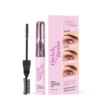 The Quick Flick - Brow 투인원 브로우 라미네이션 및 스컬프팅 젤 독특한 아이브로우 왁스 하이브리드 포뮬라 올데이 홀드 라미네이트 눈썹 메이크업 양면 빗 8ml 8, Clear