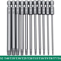 11PCS 75/100mm S2 합금강 Torx 스크루 드라이버 비트 도구 세트 1/4 Hex 소켓 핸들 전기, 02 Length 100mm 11pcs