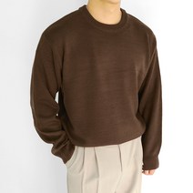 로니제이 남자 오버핏 무지 라운드 니트