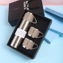 304 더블 스테인레스 스틸 진공 플라스크 선물 세트 보온병 병 절연 여행 출장 자동차 물병 남성용, 500 미리리터, 12 silver gift box