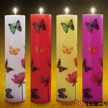 원백/원기둥수전사나비초(국산신라양초)-20개1박스불교양초 제사초 법당초, 노랑20개