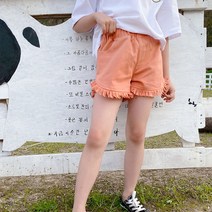 여아바지 러블리 데일리 키즈 데님 허리밴딩 반바지