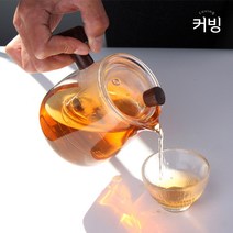 우드핸들 유리티포트 500ml 나무 손잡이 유리숙우 차주전자 내열 티팟 티메이커