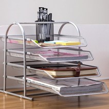 2단 3단 4단 서류정리함 문서보관함 [철제서류함] 책상서류함 서류꽂이, 철제4단서류함-실버