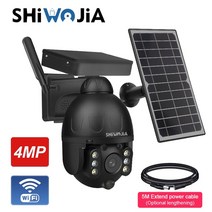 CCTV 감시 카메라 보안 실내 야외 shiwojia 태양열 4mp wifi 줌 240, 블랙 추가 128GB