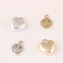 마타타 비즈공예 재료 메탈 하트 스마일 팬턴트 참, 2.하트, 1.골드
