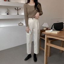 컬러 코튼 핀턱 9부팬츠 - 2 Size (일자핏 출근룩)