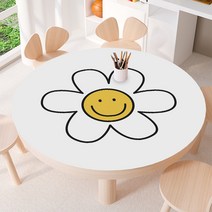스마일 방수 PVC 테이블보 식탁 책상 원형 테이블 매트 실리콘 5종, 원직경 90cm, A