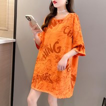 박시반팔티 유럽 화물 판 하프기장 그래피티 낙서 t셔츠 여성 여름옷 와이드 루즈핏 빅사이즈 상의 트렌드 4088126688