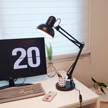 [메가] 제도 집게 책상 스탠드+LED램프, B-집게+받침대+12W하얀빛(램프), 블랙