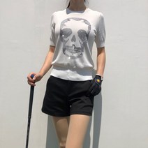 로로얼로이 여름골프니트 스컬 골저스 미친반짝임 보석 냉감 쿨 반팔니트 티셔츠