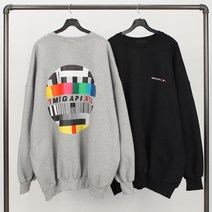 레어코드 컬러풀 픽셀 프린팅 유니섹스 메가 박스핏 맨투맨