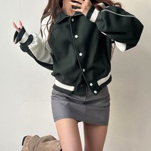 크롭 바시티 야구 점퍼