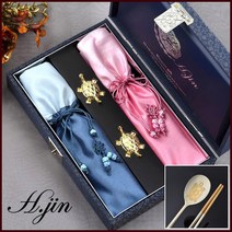 H.jin NEW 상감단청거북 티타늄금수저세트 골드 (거북이 문양 숟가락) 부모님 환갑 칠순 팔순 명절 어버이날선물 명절 가족 친척 모임기념품 고급답례품, 1세트