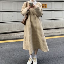 슈팅스타 / 브이넥 누빔 루즈핏 A라인 데일리 원피스
