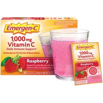 이멀전씨 Emergen-C Daily Immune Support Vitamin C Supplement Powder Raspberry 30팩 산딸기맛