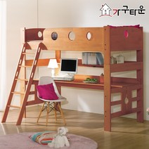 (주)가구타운 원목 분리형 책상침대 GT108 싱글(S) 무소음 깔판포함, 앤틱, PE폼 양면매트리스+우드깔판
