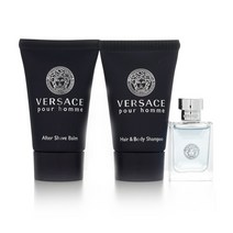 베르사체 - 베르사체 뿌르 옴므 세트: 오 드 뚜왈렛 5ml + 헤어&바디 샴푸 25ml + 애프터 셰이브 밤 25ml, 3pcs