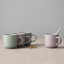 보울보울 레트로라인 머그컵 320ml, 라벤더바이올렛+그린티라떼, 4개