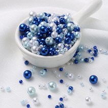 비즈공예재료 레진아트 600800Pcs 다채로운 ABS 모조 의류 진주 믹스 38mm 구멍이 있는 둥근 구슬 DIY 팔찌 매력 목걸이 만들기위한, 60g, Blue White