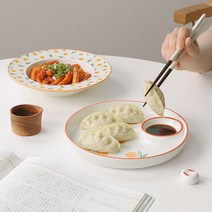 빈티지 플라워 도자기 나눔 접시 3color 만두 초밥 스시 튀김 접시 원형 개인 플레이트, 옵션선택, 핑크