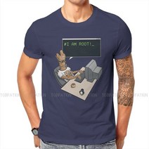코딩로봇 프로그래머 컴퓨터 코드 I am Root T 셔츠 클래식 그래픽 Tshirt 대형 o-넥 반팔, 16 네이비 블루_04 XL