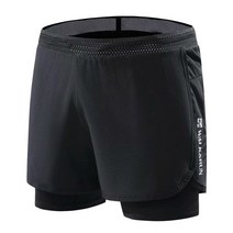 마라톤복 남성 여성 5월 달리기 러닝 마라톤대회 복장 남성용 운동 러닝 반바지 2 in 1 경량 마라톤 퀵 드, 01 Black_03 L
