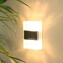 Meetoo 인터리어 외부 벽등 LED 태양광 사각 벽조명 야외 정원 화이트+웜화이트+RGB 조명, 웜화이트