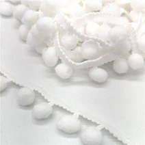 2 야드 Pom 레이스 트림 볼 리본 미니 진주 Pompom 프린지 바느질 Kintted 패브릭 수제 DIY 공예 액세서리, 01 White