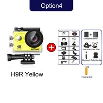 마이크로 킥보드 여성 자전거 미니벨로 헬멧 fccwo 카메라 4k60fps h9r 액션, 노란색 옵션4, 협력사, 32GB tf 카드로