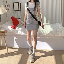 니까니까 이브닝 멜빵 스커트 여성용 H라인 오버롤 치마