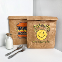 Harvey ball 스마일 햄버거 빈티지 보온 보냉 런치백 2종류중 택1