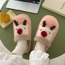 귀여운 실내 슬리퍼 루돌프 털 슬리퍼 털 실내화 뽀글이슬리퍼