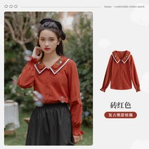 빈티지 긴팔 인만배와 소용돌이 클래식 단아한 봄옷 커프스 꽃자수 더블레이어 넥셔츠 1911767277