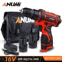 ANUMI 12V 16V 20V 무선 드릴 전기 스크루 드라이버 미니 무선 전원 드라이버 DC 리튬 이온 배터리 3/8 인, 08 DZ16RY2BB