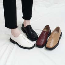 디아슈즈 버나 스퀘어 절개 밴딩 쿠션 키높이 통굽 로퍼 4cm