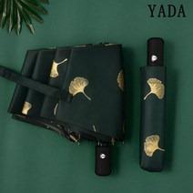 yada 패션 은행 나무 biloba 자동 우산 windproof 접는 비오는 잎 여성 파라솔 uv 파라과이 yd213, 5 fold green