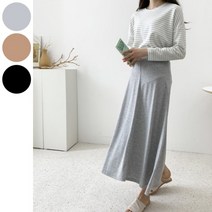 여성 밴딩 A라인 맥시 롱 스커트 면 루즈핏 오버핏 빅사이즈 스판 치마
