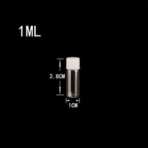 미니 유리 병 바이알 흰색 플라스틱 캡 1ml 식품 등급 빈 작은 투명 병 스크류 100 개