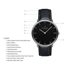 노드그린 스칸디나비아 디자인 시계 쿼츠 실버 블랙 손목시계-610786
