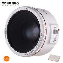 캐논 호환 YN50mm F1.8 II 렌즈 Canon EOS 70D 5D2 5D3 600D DSLR 카메라 용 표준 프라임 대형 조리개 자동 초점 카메라 렌즈, 화이트 색상