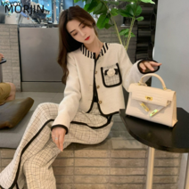 vsyoy 패션 정장 여성 봄과 가을 2022 새로운 외국 스타일 고급 감각 연령 감소 기질 사교계 라이트 럭셔리 투피스 세트