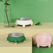 키밍 / 강아지 밥그릇 스텐 식기 1P 애견 물그릇 분리 세척, 화이트, 화이트