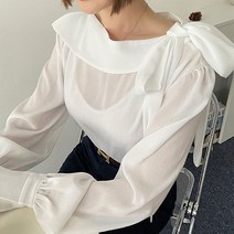 더클립 / 엘리스 숄더 리본 커프스 블라우스 BL