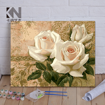 셀프 홈 인테리어 장식 DIY 유화그리기 세트 취미 생활, 하얀 장미_60 X 75