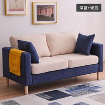 북유럽 심플패브릭소파 거실 옷가게 더블 룸 작은 집 3인 소파베드, 더블 1.23m (배송 + 탈착식 및 세척 가능 + 베, 다크 블루 베이지