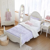 베스트리빙 깔끔하고 이국적인 느낌의 공주풍 앤나 화이트 엔틱 원목 슈퍼싱글 침대(매트포함), 본넬