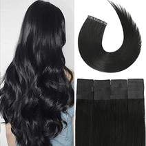 Aison Tape in Hair Extensions 1 제트 블랙 100% 레미 인간 헤어 익스텐션 실키 스트레이트 패션 여성용, #1 Jet black, 한 사이즈