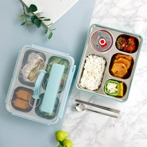 어린이 어르신 유치원 병원 안심 뚜껑 도시락 식판, 5칸(식판+개폐식 뚜껑+국그릇+수저통(수저미포함))