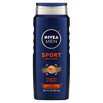 Nivea 남성용 스포츠 바디 워시 탠저린 페퍼 500ml(16.9fl oz) 3팩